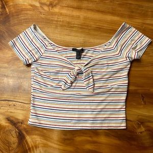 Forever21 Rainbow Off Shoulder Tee
